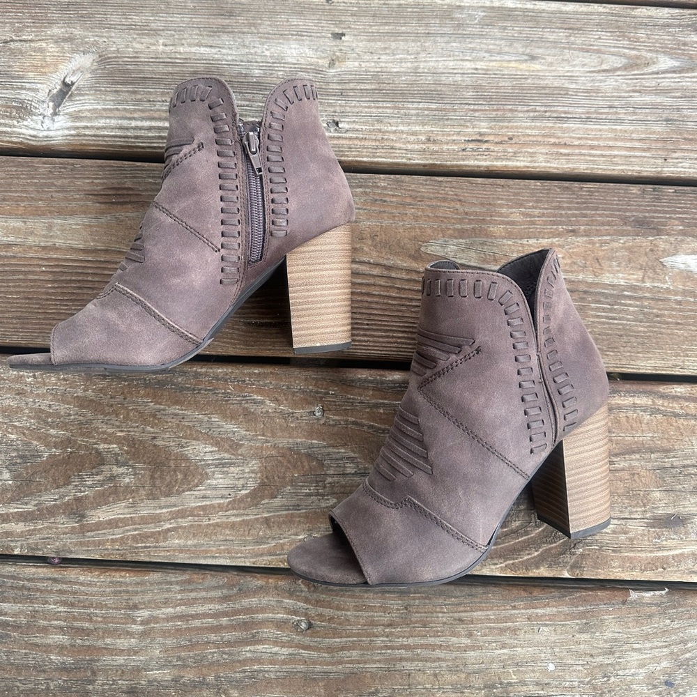 New Directions Taupe Open toe Ankle Booties